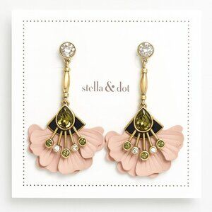 Stella & Dot Rory Floral Leather Earrings Blush - Brand New!